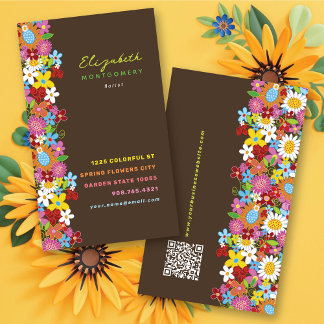 Sweet Whimsical Spring Blumen Farbiger Garten Visitenkarte