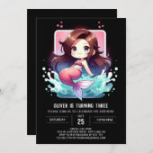 Sweet Whimsy Mermaid Birthday Einladung (Vorne/Hinten)