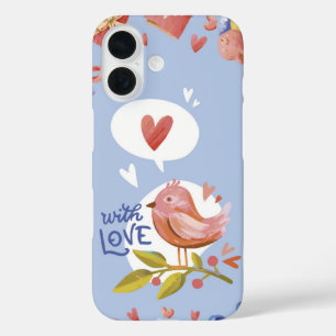 Sweet Whispers Niedlich Lovebird Valentine iPhone 16 Hülle