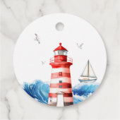 Sweet White Blue Red Nautical Ahoy Boy Lighthouse Geschenkanhänger (Rückseite)