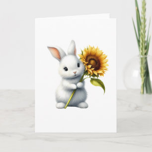 Sweet White Bunny mit Sonnenblume Niedlich All-Occ Karte