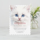 Sweet White Cat Einladung zum Geburtstag (Stehend Vorderseite)