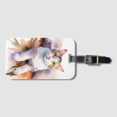 Sweet White Cat Watercolor Illustration Gepäckanhänger (Vorderseite (Horizontal))