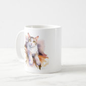 Sweet White Cat Watercolor Illustration Kaffeetasse (Vorderseite Links)