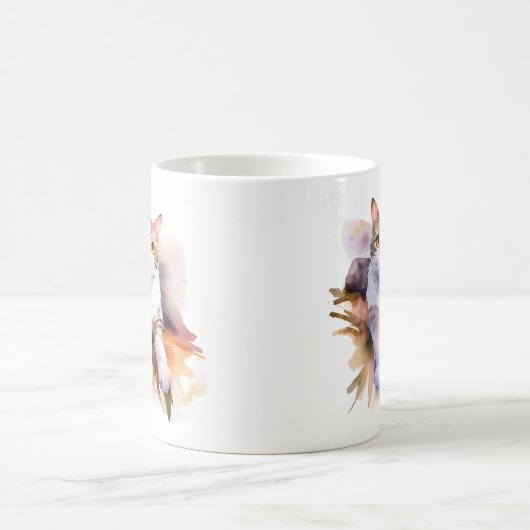 Sweet White Cat Watercolor Illustration Kaffeetasse (Mittel)