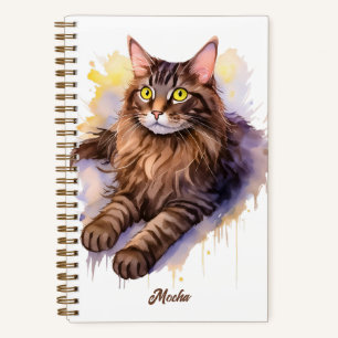Sweet White Cat Watercolor Illustration Notizblock