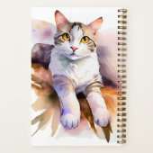 Sweet White Cat Watercolor Illustration Notizblock (Rückseite)
