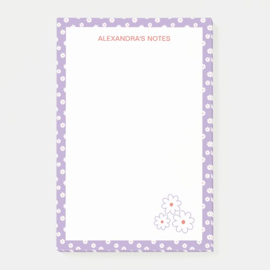 Sweet White Daisies Blumenmuster Post-it Klebezettel (Vorderseite)