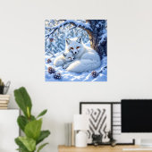 Sweet White Foxes in the Snow Poster (Heimbüro)