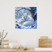 Sweet White Foxes in the Snow Poster (Küche)