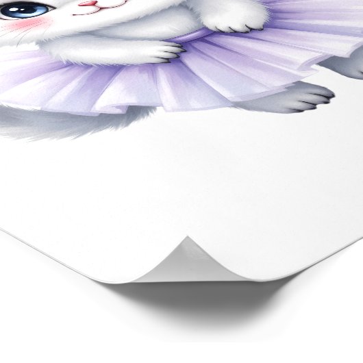 Sweet White Kitten Princess in Lila Tutu Royal Poster