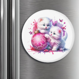 Sweet White Kittens Weihnachten Magnet