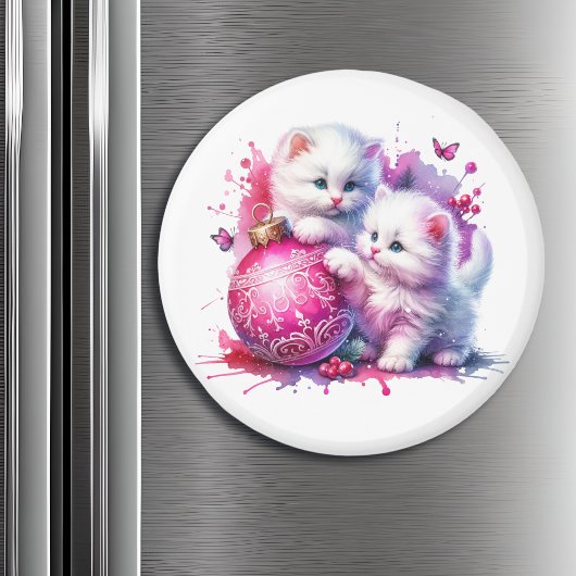 Sweet White Kittens Weihnachten Magnet
