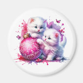 Sweet White Kittens Weihnachten Magnet (Vorne)