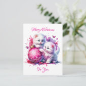 Sweet White Kittens Weihnachten Personalisiert (Stehend Vorderseite)