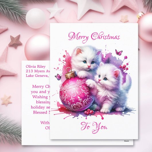 Sweet White Kittens Weihnachten Personalisiert