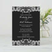 Sweet White Lace Black Wedding Einladung (Stehend Vorderseite)