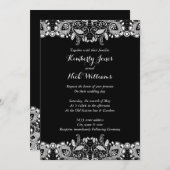 Sweet White Lace Black Wedding Einladung (Vorne/Hinten)