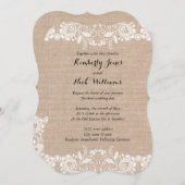 Sweet White Lace Burlap Wedding Einladung (Vorne/Hinten)