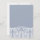Sweet White Lace Dusty Blue Wedding Einladung (Rückseite)