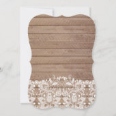 Sweet White Lace Wood Wedding Einladung (Rückseite)