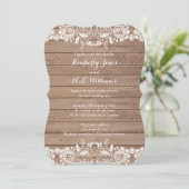 Sweet White Lace Wood Wedding Einladung (Stehend Vorderseite)