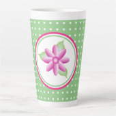 Sweet White Polka-dot Pink Blume Späte Tasse (Vorderseite)