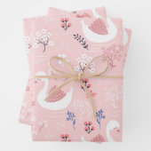 Sweet White Swans On Pastel Pink Floral Ballet Geschenkpapier Set (Beispiel)