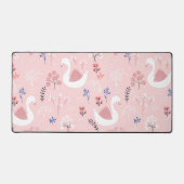 Sweet White Swans On Pastel Pink Floral Ballet Schreibtischunterlage (Vorderseite)