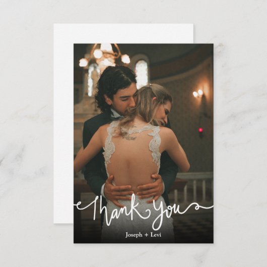 Sweet White Text Calligraphy Wedding Vielen Dank Dankeskarte (Vorne/Hinten)