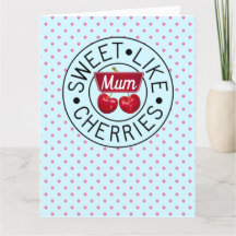 SWEET WIE CHERRIES MUM Retro Vintage Briefmarke bl