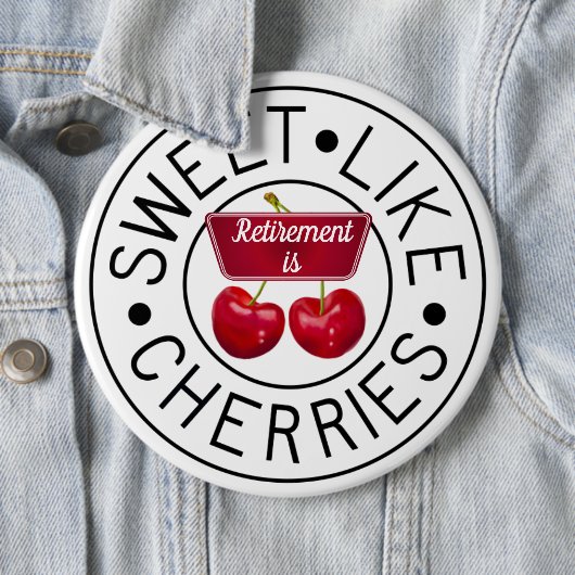 SWEET WIE CHERRIES Retro Vintage Briefmarke Rente Button (Beispiel)