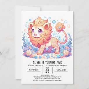 Sweet Wild Lion Digital Geburtstag Einladung