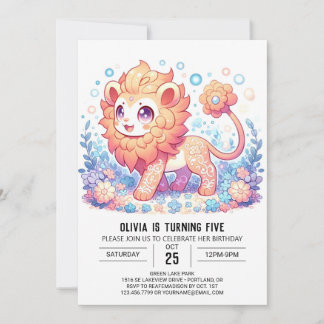 Sweet Wild Lion Digital Geburtstag Einladung