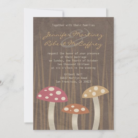 Sweet Wild Mushroom Hochzeitseinladungen Einladung (Vorderseite)