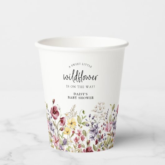 Sweet Wildblume Babydusche Pappbecher (Vorderseite)