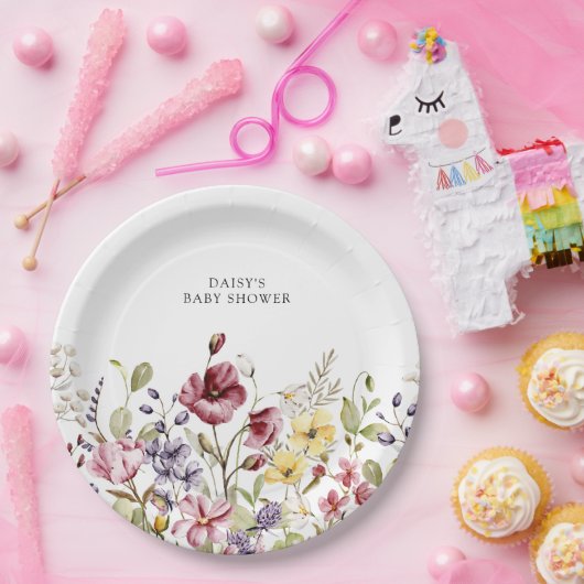 Sweet Wildblume Babydusche Pappteller (Party)