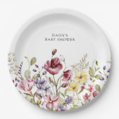 Sweet Wildblume Babydusche Pappteller (Vorderseite)