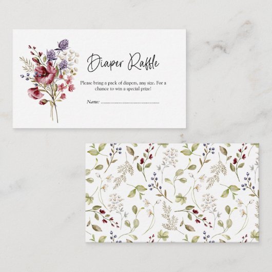 Sweet Wildblume Babydusche Windelwindeln Begleitkarte (Vorne/Hinten)