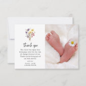Sweet Wildblume Foto Babydusche Dankeskarte (Vorderseite)