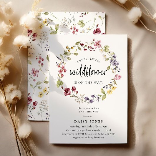 Sweet Wildblume Wreath Baby Dusche Einladung