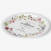 Sweet Wildblume Wreath Baby Dusche Pappteller (Schrägansicht)