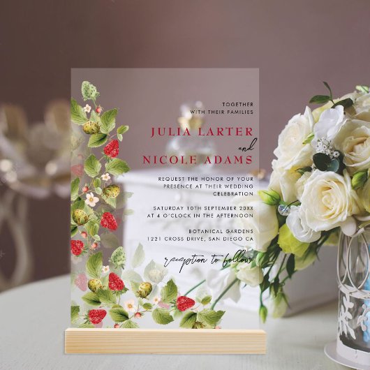 Sweet Wildblumen Erdbeere Polterabend Acryleinladungen