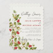 Sweet Wildblumen Erdbeere Polterabend Einladung (Vorne/Hinten)