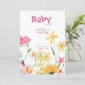 Sweet Wildblumen farbenfrohe Babydusche Einladung (Stehend Vorderseite)