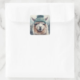 Sweet Winter Alpaca, Brauch Quadratischer Aufkleber