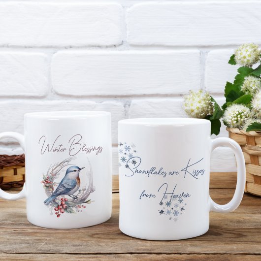 Sweet Winter Bird Snowflakes Wasserfarbe Zweifarbige Tasse