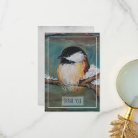 Sweet Winter Chickadee Bird Painting Vielen Dank