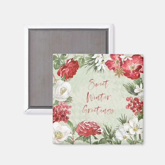Sweet Winter Greetings Magnet (Vorderseite/Rückseite)