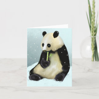 Sweet Winter Panda in Snow BLANK Grußkarte Dankeskarte